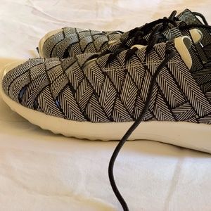 Nike basketweave black and white striped sneakers